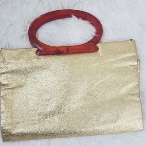 Vintage Gold Bag with Tortoise Handle